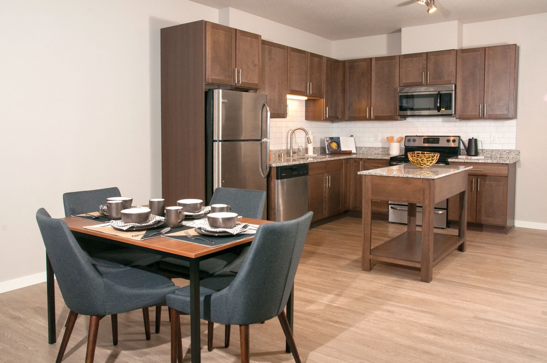Interiors Brand New Luxury Studio, 1, 2 and 3 Bedroom Apartments with Chefs Kitchen with Prep Island and Dining and Home Office Space-Berkshire Central- 9436 Ulysses Street NE Blaine, MN. 55434